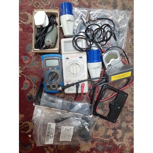 94 - Mixed electrical components and gadgets to include dial switches, cable connectors, cooling fans, mi... 