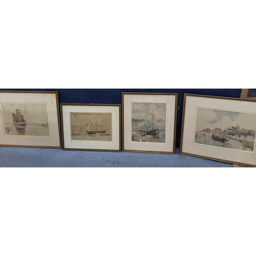 119 - A quantity of seven mixed framed and glazed water colours to include river scenes, landscapes, indis... 