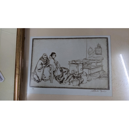 15 - Mixed pictures to include a signed Russell Flint etching entitled 'Roast Chestnuts and Sweet Potatoe... 