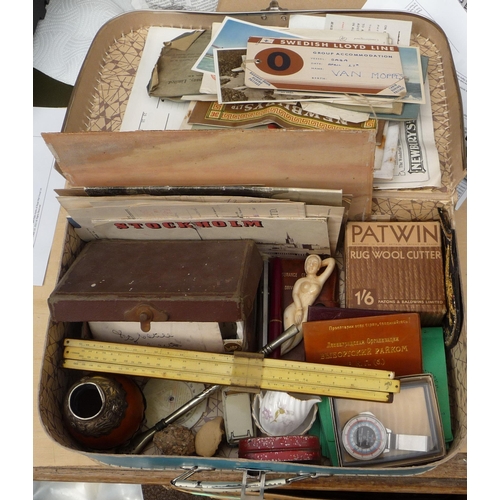 46 - A 1960’s child’s suitcase and contents-includes assorted ephemera-sketches-an assorted group of coll... 