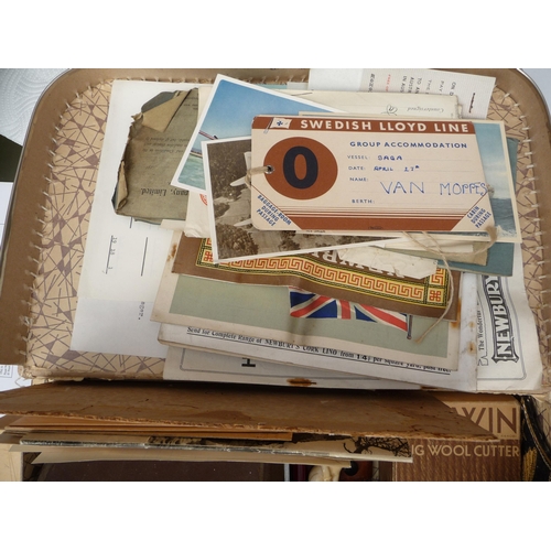 46 - A 1960’s child’s suitcase and contents-includes assorted ephemera-sketches-an assorted group of coll... 