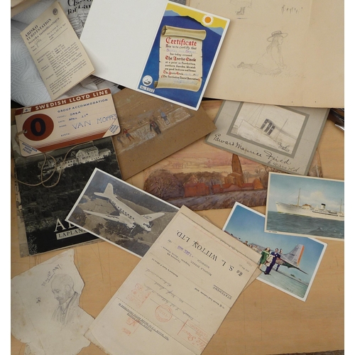 46 - A 1960’s child’s suitcase and contents-includes assorted ephemera-sketches-an assorted group of coll... 