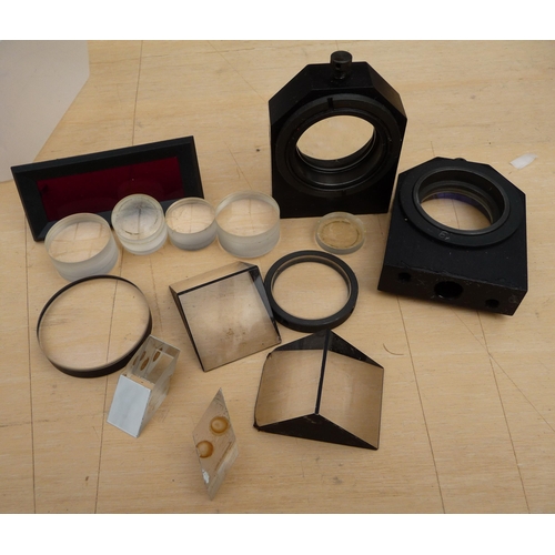 48 - Wild Heerbrugg Switzerland vintage optical lenses and glass focal calibration square. Includes right... 