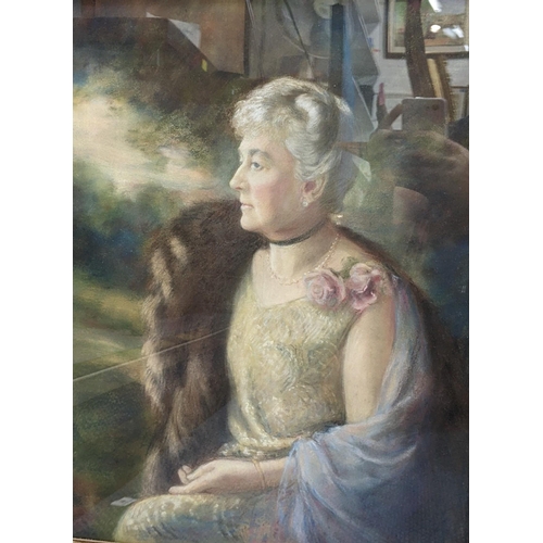 58 - A late 19th century pastel portrait depicting Eleanor Rosevier, 54 x 41, framed, Location: LWF