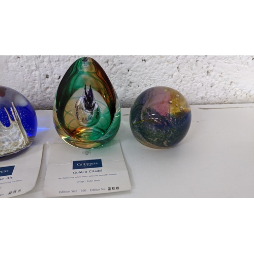 64 - Mixed paperweights to include Caithness Golden Citadel, Castle in the Air and others, Location: 5.3