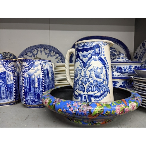 67 - A selection of Victorian and later ceramics to include a set of five Rosenthal plates, various blue ... 