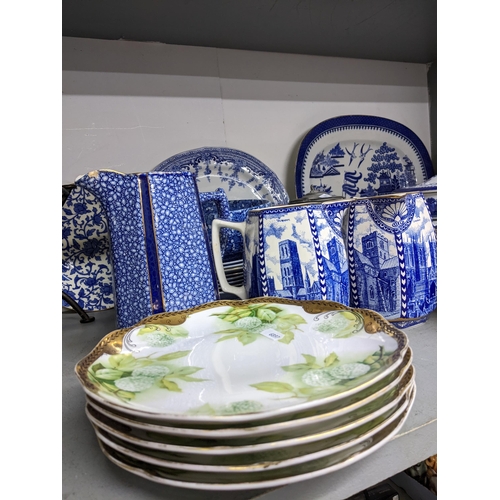 67 - A selection of Victorian and later ceramics to include a set of five Rosenthal plates, various blue ... 