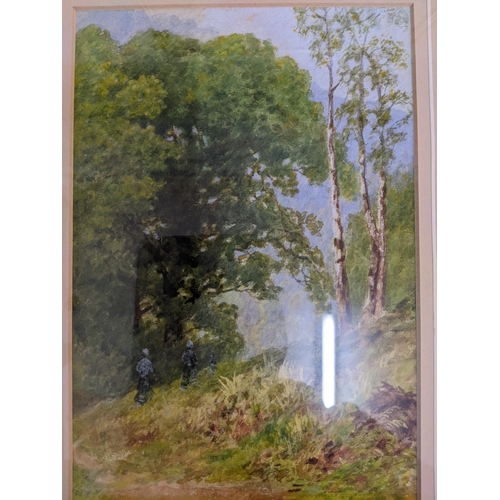 75 - A group of framed and glazed watercolours to include Fredrick George Reynolds (1828-1921) 'The Path'... 