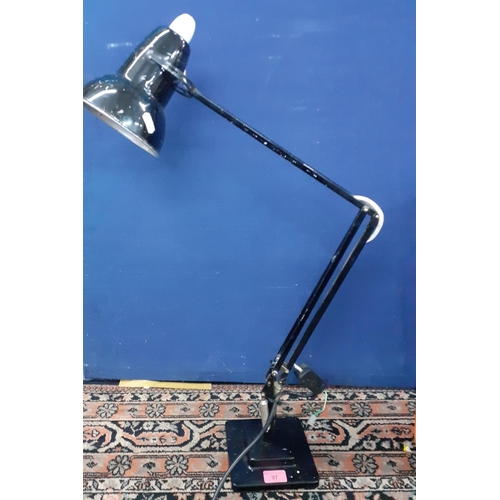 97 - A Herbert Terry black enamel Anglepoise lamp, 1940s/50s having a 2 tier square stepped base A/F 
Loc... 