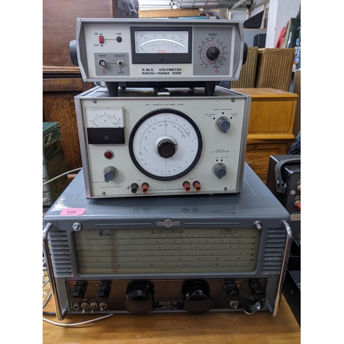 530 - Mixed electricals to include an Eddystone 730/4 reception set, an Advance Instrument LF Oscillator J... 