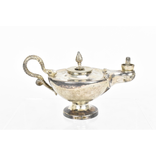 A late Victorian silver 'Aladdin' lamp cigar lighter by Walker