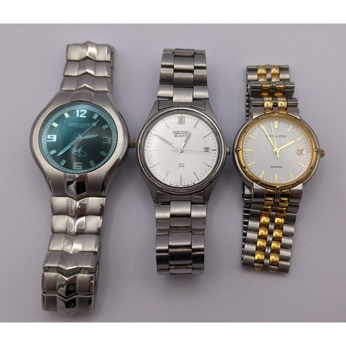 263 - Three gents watches to include a Seiko quartz, Geo-Star and a Solvil Titus
Location: CAB8