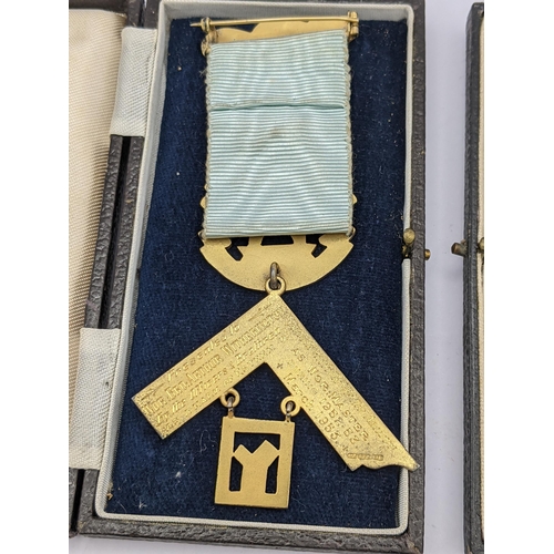 278 - A pair of cased Masonic medals to include a 9ct gold and enamel Orion Lodge example with 9ct gold an... 