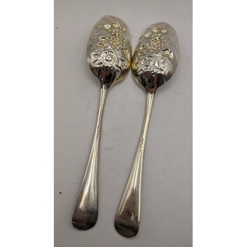 65 - A pair of late Victorian silver berry spoons, hallmarked Birmingham 1894, 155.4g
Location: BWR