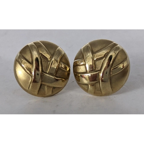 71 - A pair of 9ct gold earrings with an abstract design on the circular face, 1.8g
Location: CAB8