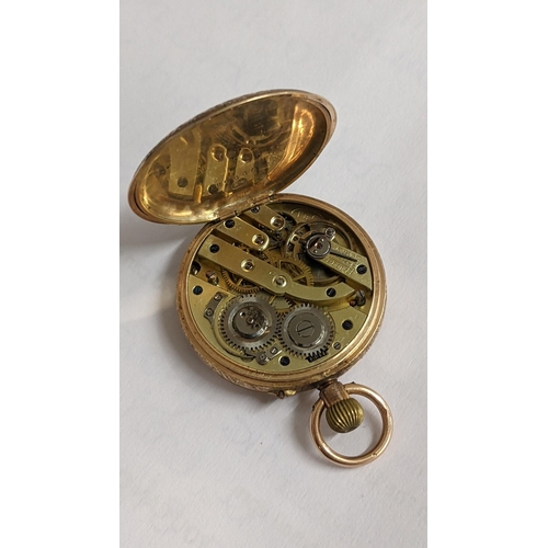 95 - An early 20th century 12ct gold ladies open faced fob watch, 29.8g
Location: CAB1