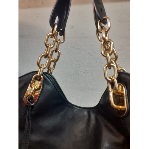 Black michael kors purse with gold chain best sale