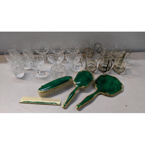 165 - A small collection of glassware together with a dressing table set
Location:8-3