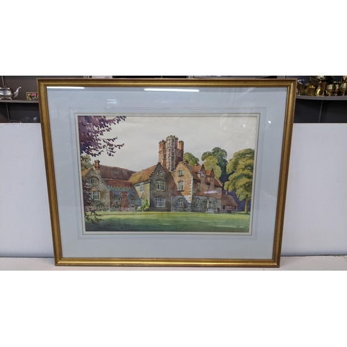 100 - A watercolour depicting Bisham Abbey, unsigned 55x38cm , framed
Location:A4F