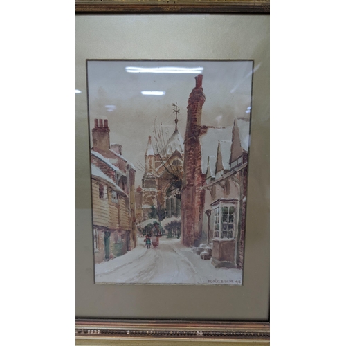 104 - Francis B Tighe - two water colours depicting street scenes both signed and dated 1916 to the lower ... 