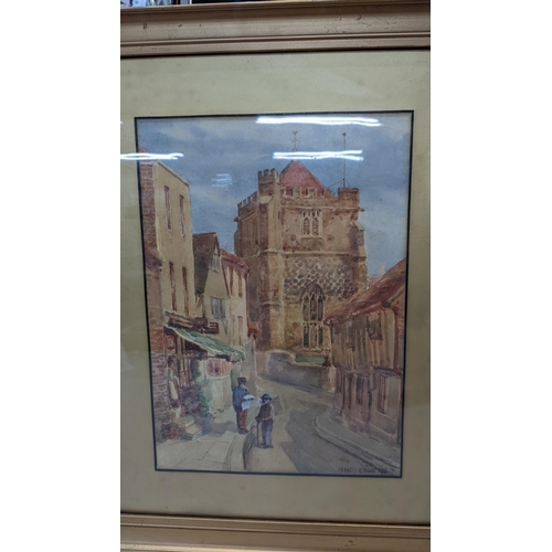 104 - Francis B Tighe - two water colours depicting street scenes both signed and dated 1916 to the lower ... 