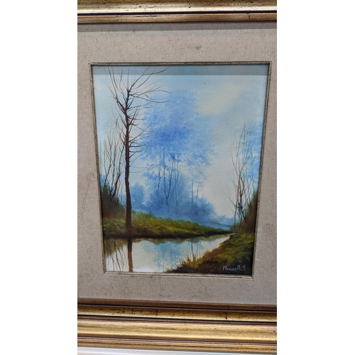 105 - Three oil paintings to include two Marinelli signed country landscapes and a street scene signed Mon... 