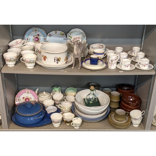 127 - A mixed lot to include pottery items a Denby blue treen, platter and mug, along with terracotta dess... 