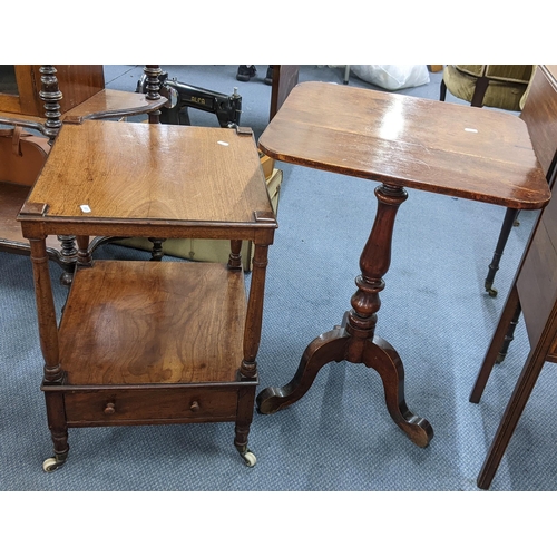 129 - An early 19th century tilt top table together with a two tier table with inset drawer 
Location:A2M