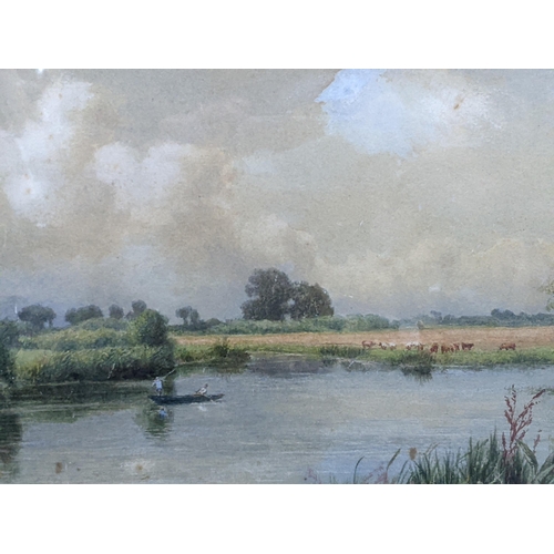 134 - Three watercolours to include two river scenes one signed RW Fraserly the other signed C. Davidson a... 