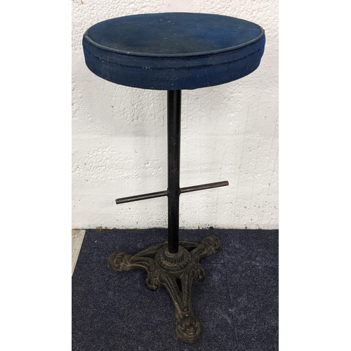 148 - An industrial stool with an upholstered top and cast iron base, 74cm high
Location:BWR