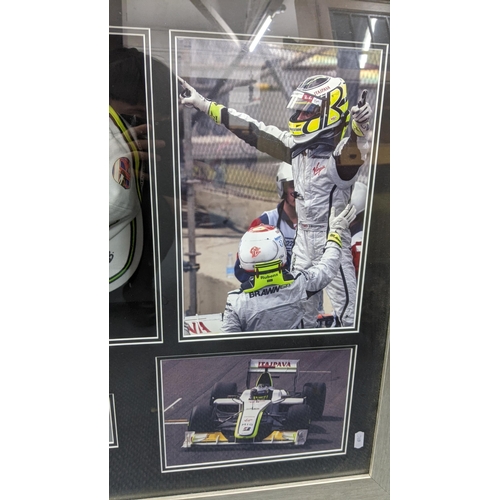 16 - Jenson Button - a signed cap and various photographs mounted in a box frame
Location:RWF