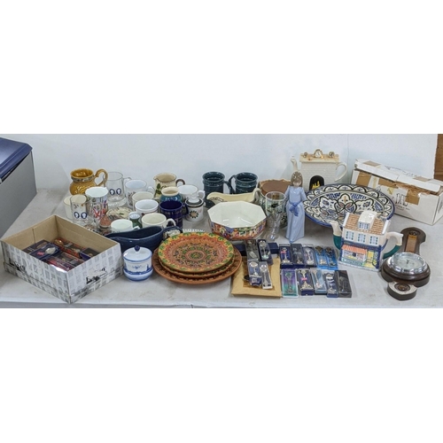 164 - A mixed lot to include collectors spoons, glassware, collectors teapots, barometer and other items L... 