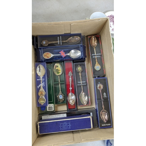 164 - A mixed lot to include collectors spoons, glassware, collectors teapots, barometer and other items L... 