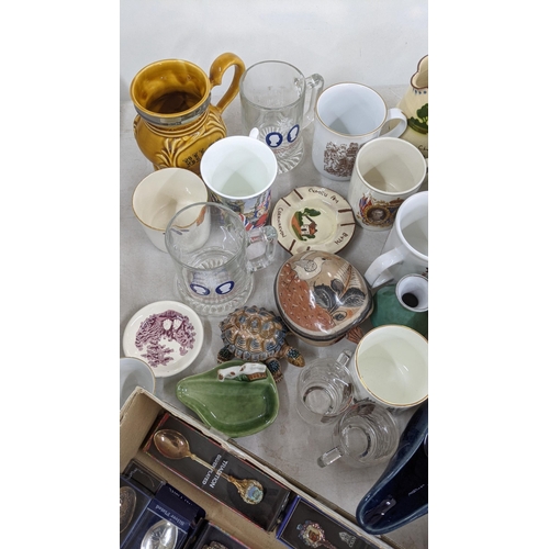 164 - A mixed lot to include collectors spoons, glassware, collectors teapots, barometer and other items L... 