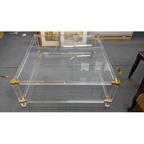 185 - A modern Perspex and glass two tier square shaped coffee table, 41cm h x 99cm w
Location:RAB