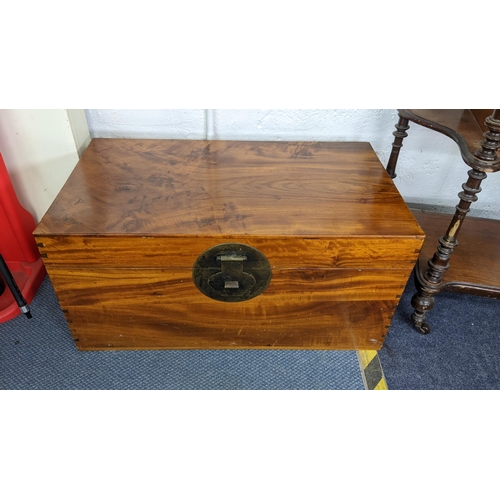 321 - A mid 20th century Chinese camphor wood blanket chest 40cm h x 84cm w Location:BWR