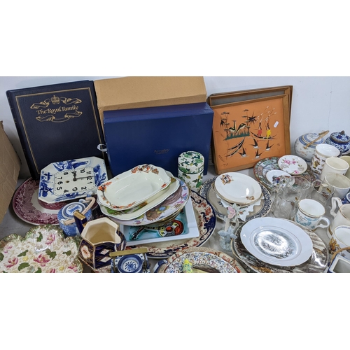 395 - A mixed lot to include a first day cover album, Chinese cloisonne vases, boxed Aynsley china and oth... 