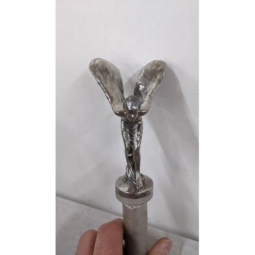 398 - A chrome plated spirit of ecstasy car mascot, inscribed Rolls-Royce Motors Limited
Location: R1.2