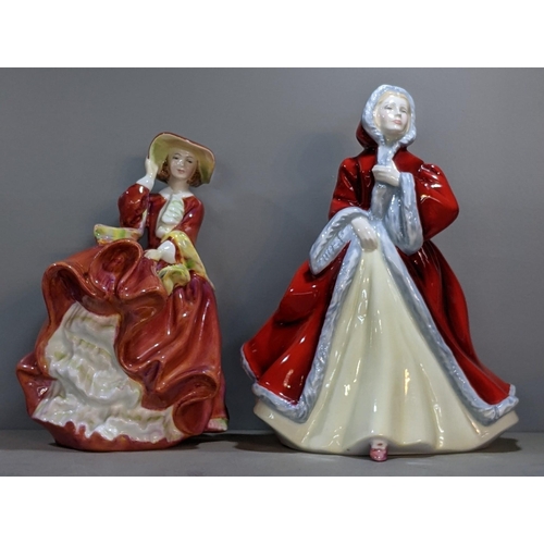 4 - Six Royal Doulton figures to include Top of the Hill, Rachel, Biddy, Penny Farthing, Dian Princess o... 