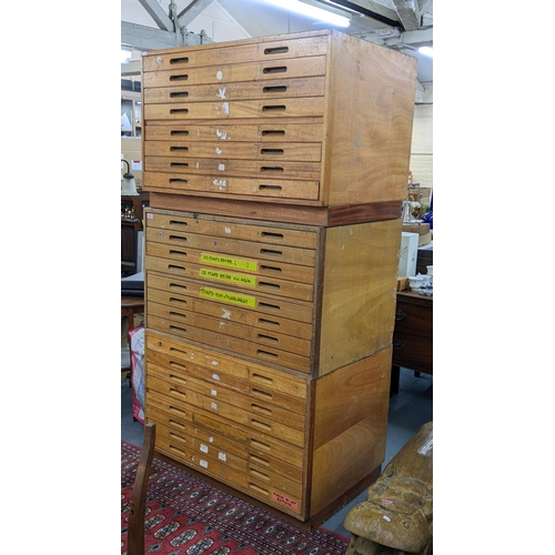 411 - Three mid 20th century teak plans / architect chests 
Location: A1M