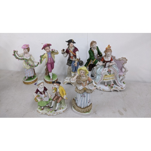 50 - Mixed porcelain figures to include a pair of Unter Weiss Bach figures Sitzendorf and others
Location... 