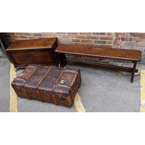 53 - A mixed lot to include a trunk, school bench and a blanket chest
Location:A1M/G