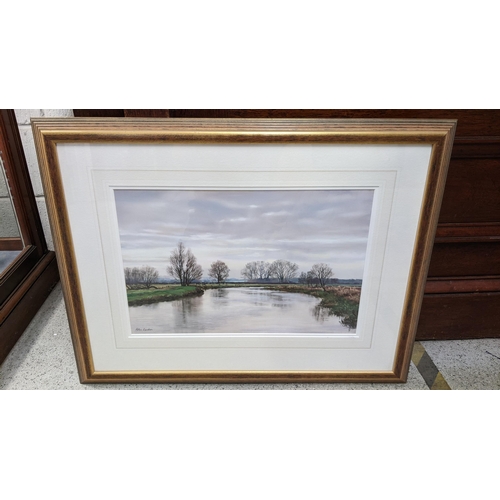 54 - Peter Barker - a pastel depicting a river landscape, signed to the lower left corner
Location:LWM