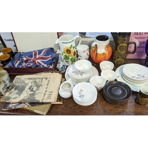 56 - A mixed lot of Royal Memorabilia together with a silk Union Jack bunting flags together with Royal D... 