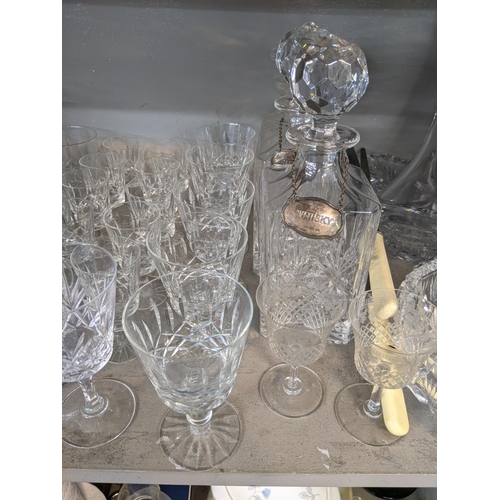 6 - Mixed glassware and ceramics to include glass decanters a Burleigh ware and Carlton ware bowl, a pai... 