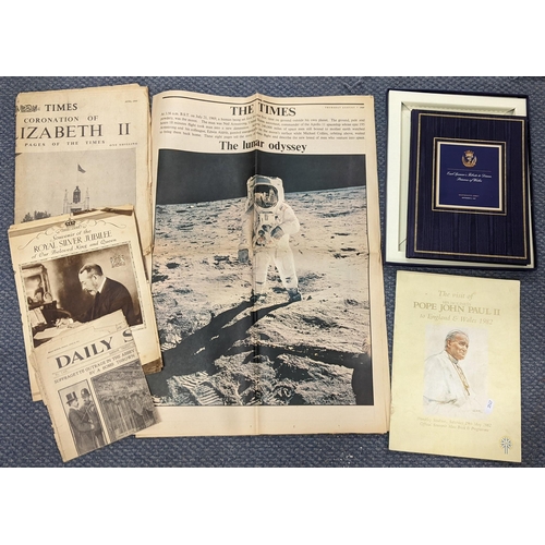 60 - A mixed lot to include The Times The lunar odyssey special supplement newspaper, a signed Earl Spenc... 