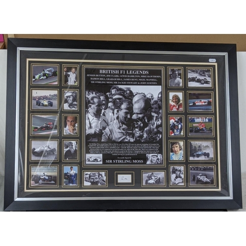 70 - British Legends with various photographs, signed by Stirling Moss, framed and glazed
Location:LWF