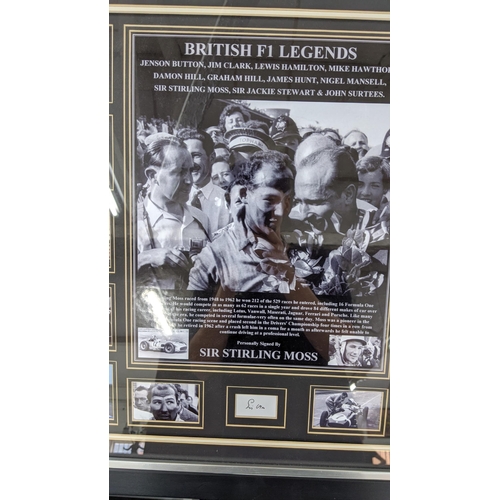 70 - British Legends with various photographs, signed by Stirling Moss, framed and glazed
Location:LWF