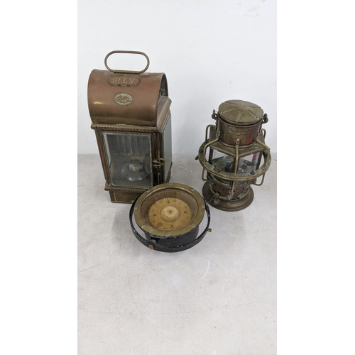 75 - Two early 20th century ship lanterns to include a Robb Moone and Neil together with a Franx Schibeac... 