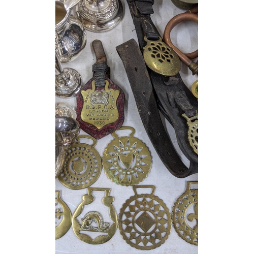 77 - A mixed lot of silver plated items to include a pair of silver plated goblets, a tea pot milk jug, s... 